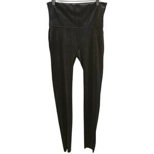 Spanx Black Velvet High Rise Full Length Leggings Size XL